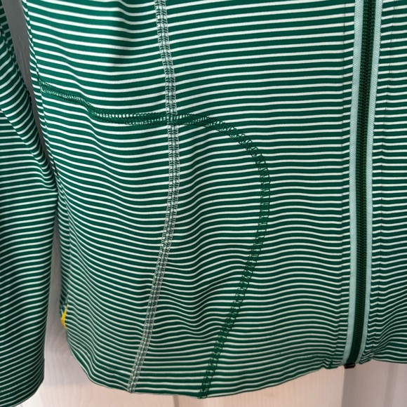 Lolë Women’s Large Green Striped Full Zip Jacket UPF 50+ Wicking Stretch - Picture 13 of 16